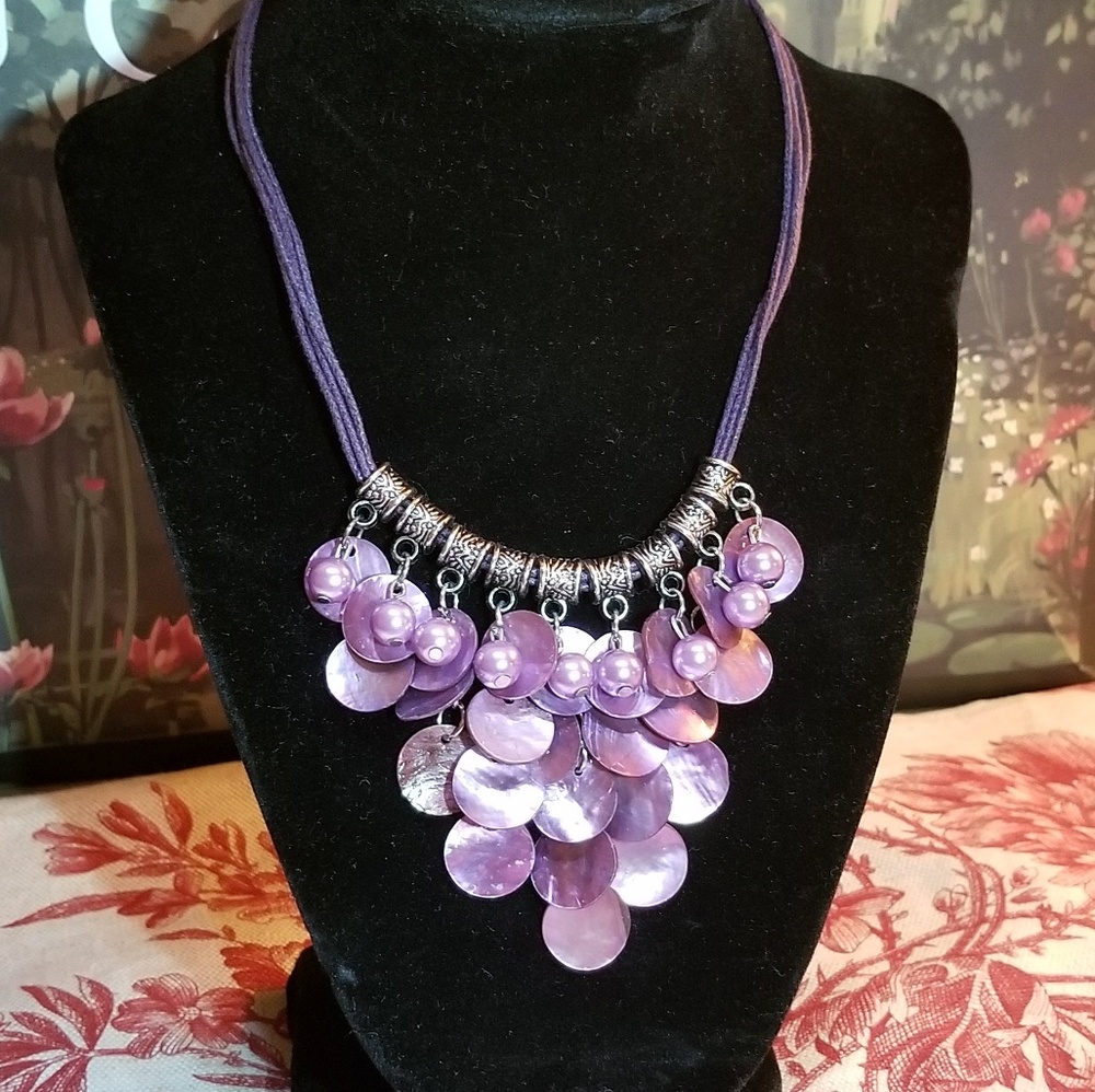Lustrous Purple Shell Necklace